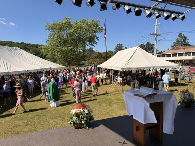 The altar at the outdoor Mass